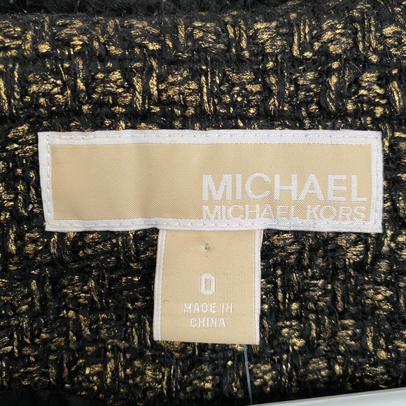 Michael Kors open front tweed brushed gold blazer - Picture 3 of 8